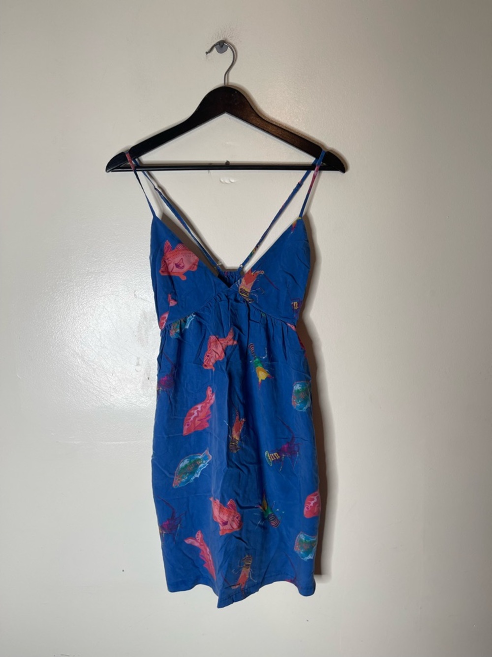 Blue Tropical Print Mini Dress